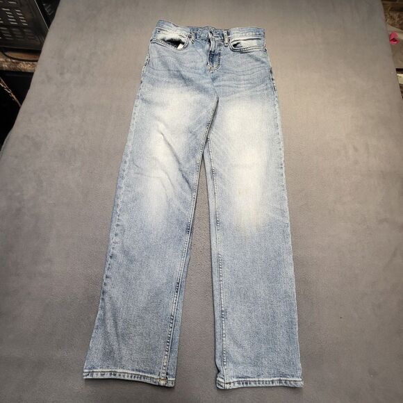 Old Navy Jeans Mens 30x31 Blue Loose Straight Leg Distressed Denim Stretch - Picture 1 of 10